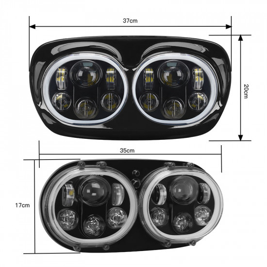 100w dual led headlight assembly w/angel eyes for 2004-2013 road glide