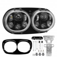 100w dual led headlight assembly w/angel eyes for 2004-2013 road glide headlight