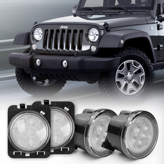 front led turn signals & side marker lights combo for 2007-2018 jeep wrangler jk