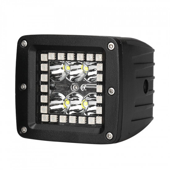 3" 18w square led pods work light bars with rgb halo for off-road truck