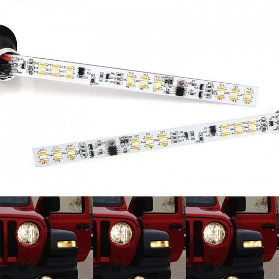 36 smd white/amber switchback & sequential dynamic flash led turn signal light kit for 2018-later jeep wrangler jl sport & gladiator jt sport