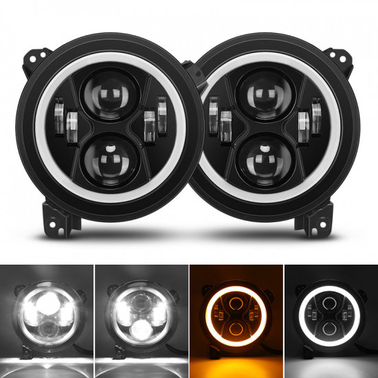 4-in-1 controlled 9'' jeep halo headlights & fog lights with drl for 2018-later jeep wrangler jl & gladiator jt