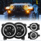 4-in-1 controlled 9'' jeep halo headlights & fog lights with drl for 2018-later jeep wrangler jl & gladiator jt