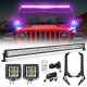 52" rgbw led light bar & 2 rgb pods & all brackets for 2018-later jeep wrangler jl jlu