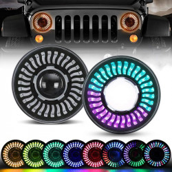 sharingan 7" 3d rgb halo led headlights for 1997-later jeep wrangler jk/tj/cj/lj/jl & gladiator jt	