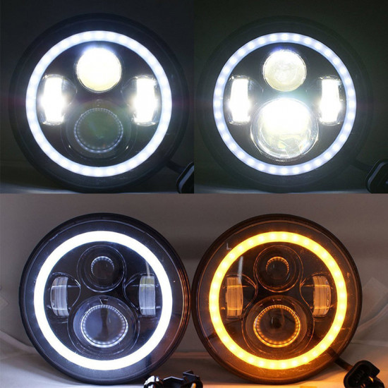 7 inch 80w jeep headlights with drl and turn signal lights & 4'' 30w cree led halo fog light