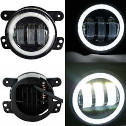 7 inch 80w jeep headlights with drl and turn signal lights & 4'' 30w cree led halo fog light