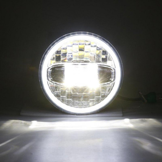 7 inch led headlight with high low beam and blue/white halo drl