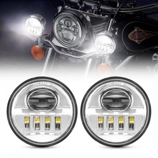 7" led headlight with hi/lo beam blue/white halo drl + 4.5'' led passing lamps combo for indian motorcycles