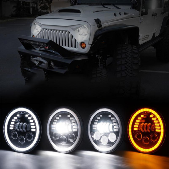 7" prism series 85w led headlights with drl for 1997+ jeep wrangler jk/tj/cj/lj/jl & gladiator jt