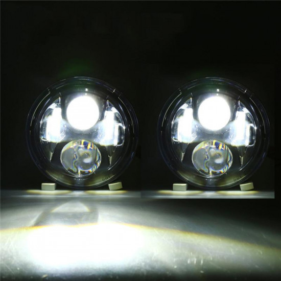 7" round led headlights cree chips lamp h4 h13 projection headlight kit for 1997+ jeep wrangler jk/tj/cj/lj/jl & gladiator jt