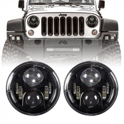 7" round led headlights cree chips lamp h4 h13 projection headlight kit for 1997+ jeep wrangler jk/tj/cj/lj/jl & gladiator jt