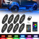 8 pcs rgb universal led rock lights with bluetooth app and remote control