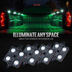 8 rgb led light pod set w/ remote control replacement for 1995-later toyota tacoma 