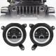 80w halo headlights with drl and turn signal lights + headlight bracket & 4'' led fog lights for 2018-2020 jeep wrangler jl/jeep gladiator jt sport