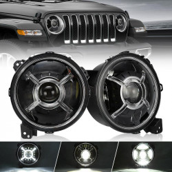 new version devil's eyes 9" led headlights with hi/lo beam drl adjustable for 2018-later jeep wrangler jl & jeep gladiator jt	