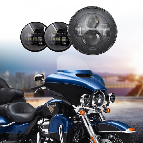 7" led projector headlight + 4.5" fog lights for harley davidson