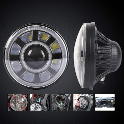 7'' round led headlights with dual halo drl turn signal for 1997-later jeep wrangler jk/tj/cj/lj/jl & gladiator jt