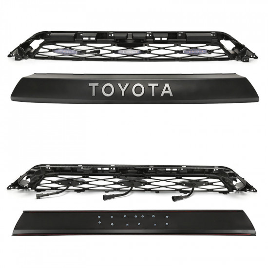 matte black front grill & led 4Runner raptor lights combo for 2014-later toyota 4runner