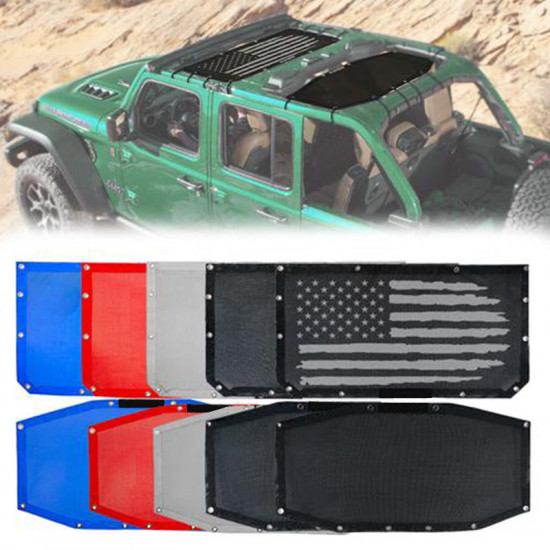 top mesh sunshade for 2018-later jeep wrangler jl jlu 4 door