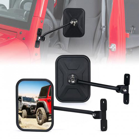 black aluminum side mirrors for doorless 2007-2018 jeep wrangler jk jku