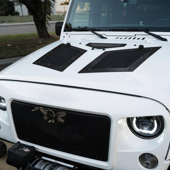 black cobra hood vents & louver for 07+ jeep wrangler jk