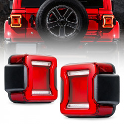 brilliant led taillights with red lens for 2018-later jeep wrangler jl jlu - infinity taillight