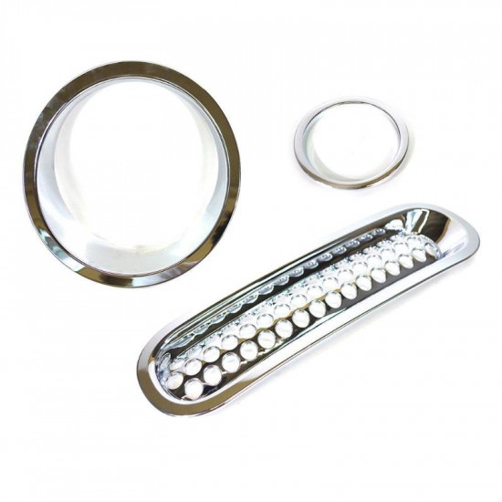 chrome front grille insert and bezel cover for headlight and turn signal light