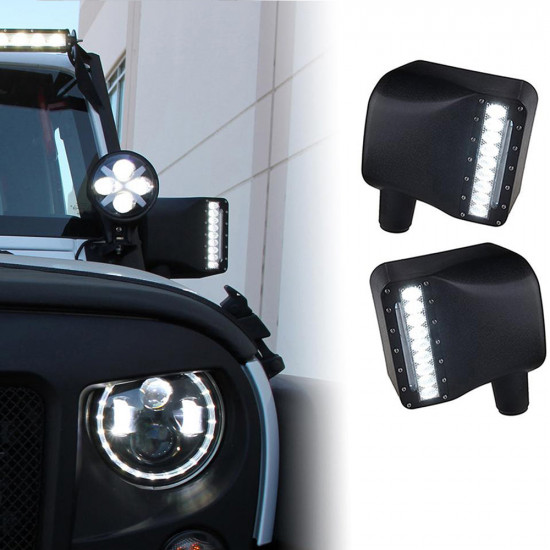 clear lens led side mirror with white spot lights and amber turn signal lights