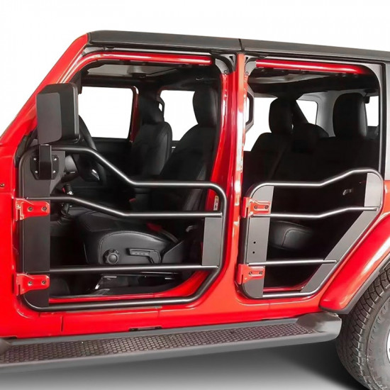 crossbar style jeep tube doors with side view mirror for 2018-later wrangler jl/jt 4 door