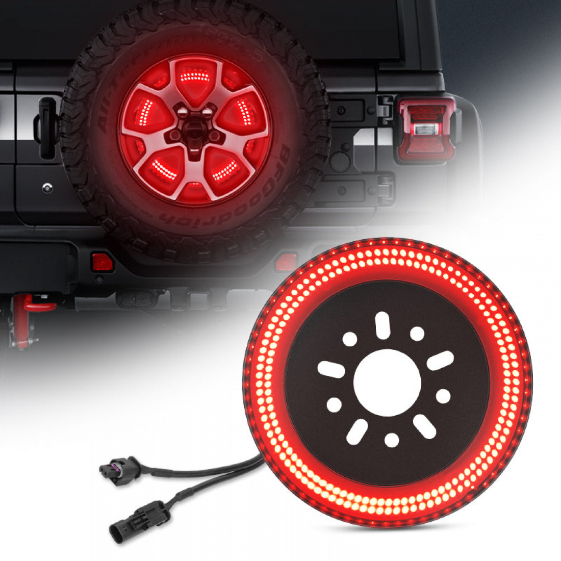 Suparee Dual Row Third Spare Tire Brake Light For 2018-later Jeep 