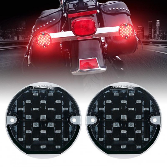 newest 3 1/4" flat style led front turn signal lights & red emark dot rear led turn signals for softail classic flstc and touring models