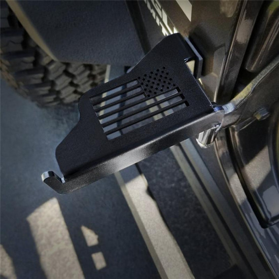 matt black front foot pegs with u.s. flag for 2007+ jeep wrangler jk