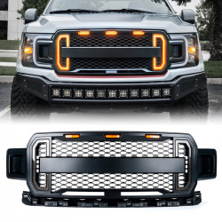 front grill with led drl & turn signal lights & raptor lights combo for ford f150 2018-2020