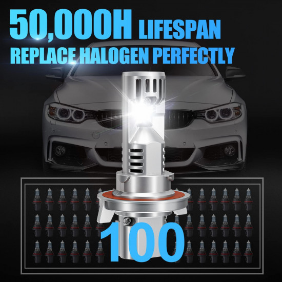 suparee h13/9008 led headlight bulbs 6500k white super bright