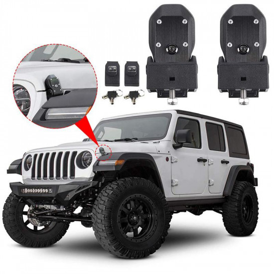 jeep hood latch kit anti-theft for jeep wrangler jk jl and gladiator jt