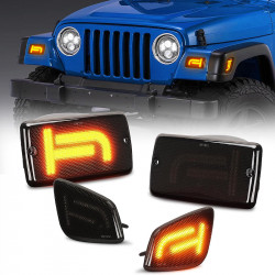 iconic shape led turn signal lights & side marker lights for jeep wrangler tj 1997-2006