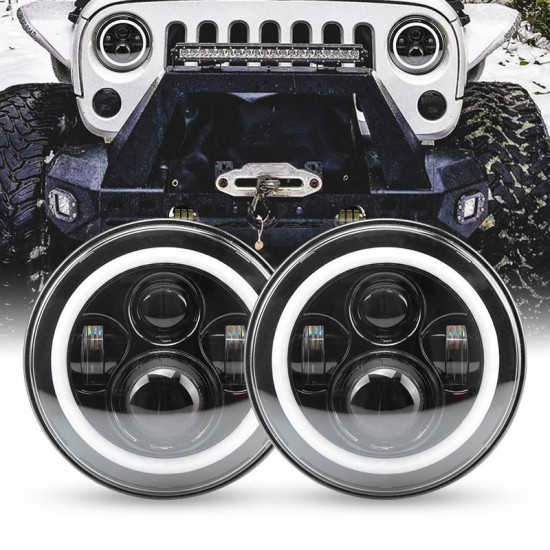 7 inch 80w jeep halo headlights with drl for 1997-later jeep wrangler