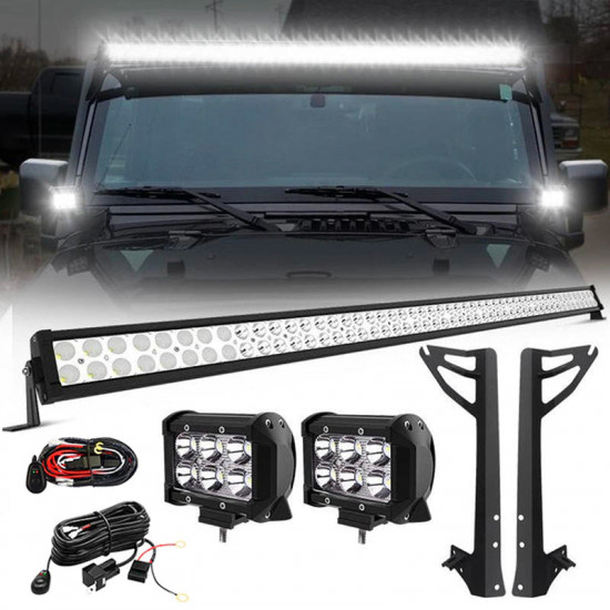 52" light bar & 2 pods work lights & all brackets for 2007-2018 jeep wrangler jk