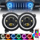 jl mega bundle - 9 inch led rgb halo headlights, rgb fogs, tail lights, brake lights for jeep wrangler jl