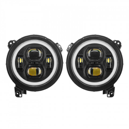 jl mega bundle - 9 inch led rgb halo headlights, rgb fogs, tail lights, brake lights for jeep wrangler jl