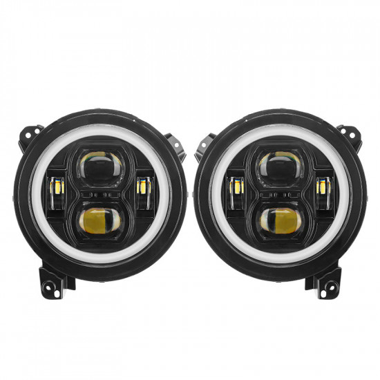 jt mega bundle - 9" led halo headlights with turn signals, fogs, tail lights for jeep gladiator jt