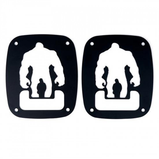 lack rear taillight cover with hulk design for 1985 - 2006 jeep wrangler yj tj