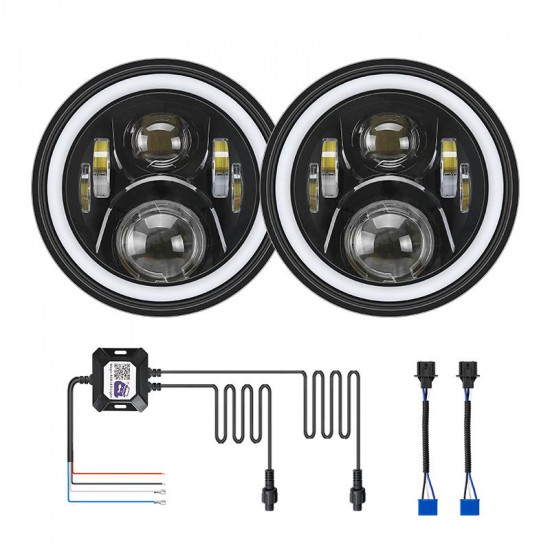 led rgb headlight bluetooth control with halo drl and turn signals for 1997-later jeep wrangler