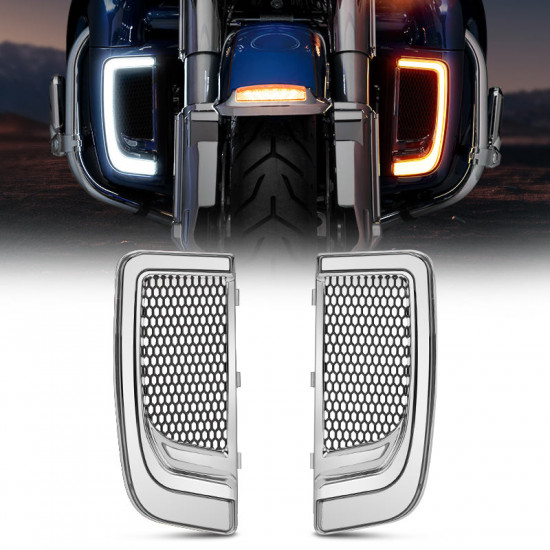 motorcycle fairing lower grills with turn signal lights & running lights for 2014-later harley davidson