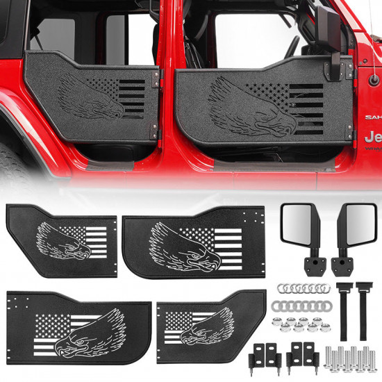 limited edition eagle style jeep tube doors with side view mirrors for 2018-later wrangler jl 4 doors