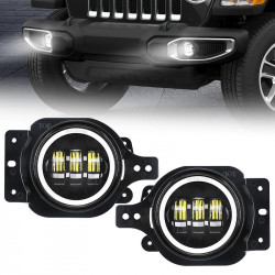 4" round led halo fog light with white daytime running light for jeep wrangler jl jeep gladiator jt 2018-later