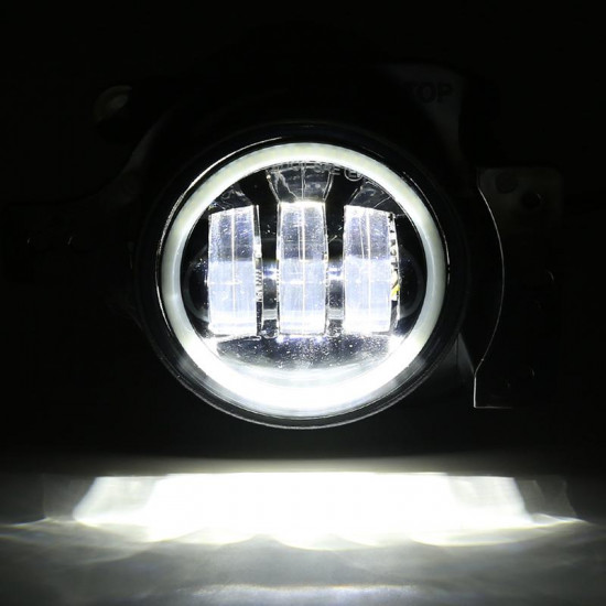 4" round led halo fog light with white daytime running light for jeep wrangler jl jeep gladiator jt 2018-later