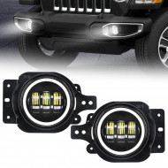 4" round led halo fog light with white daytime running light for jeep wrangler jl jeep gladiator jt 2018-later