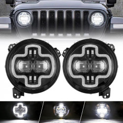 newest 9" led halo headlights with drl for 2018+ jeep wrangler jl and jeep gladiator jt	